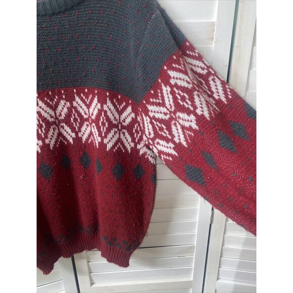 Vintage Spettro 80s 90s Ugly Christmas Gray Red Sweater Size Medium - Picture 6 of 8